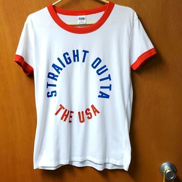 PINK Victoria's Secret Tops - Pink graphics tee-shirt,  medium